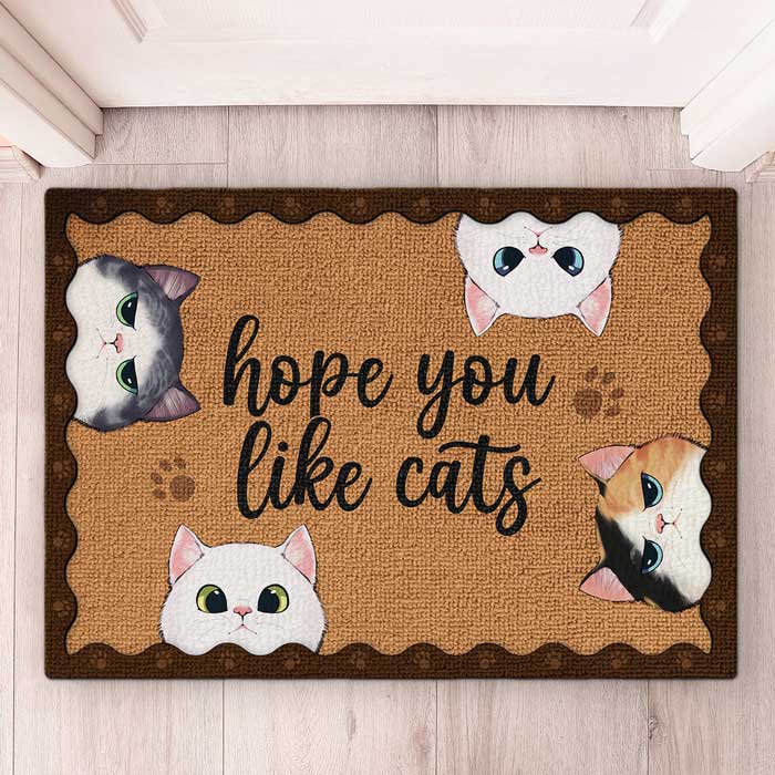 Welcome Hope You Like Cats - Cat Personalized Custom Decorative Mat - Gift For Pet Owners, Pet Lovers