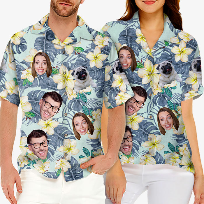 Custom Photo Tropical Summer Vibe - Family Personalized Custom Face Unisex Hawaiian Shirt - Gift For Family, Pet Owners, Pet Lovers