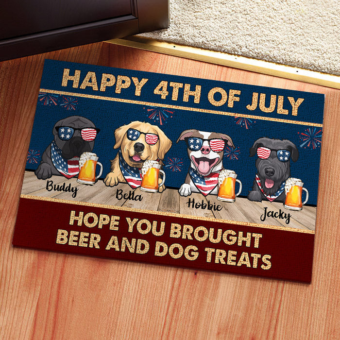 Happy Independence Day Hope You Brought Beer And Dog Treats - 4th Of July Funny Personalized Pet Decorative Mat (Cat & Dog)