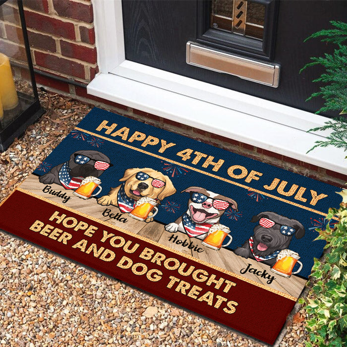 Happy Independence Day Hope You Brought Beer And Dog Treats - 4th Of July Funny Personalized Pet Decorative Mat (Cat & Dog)