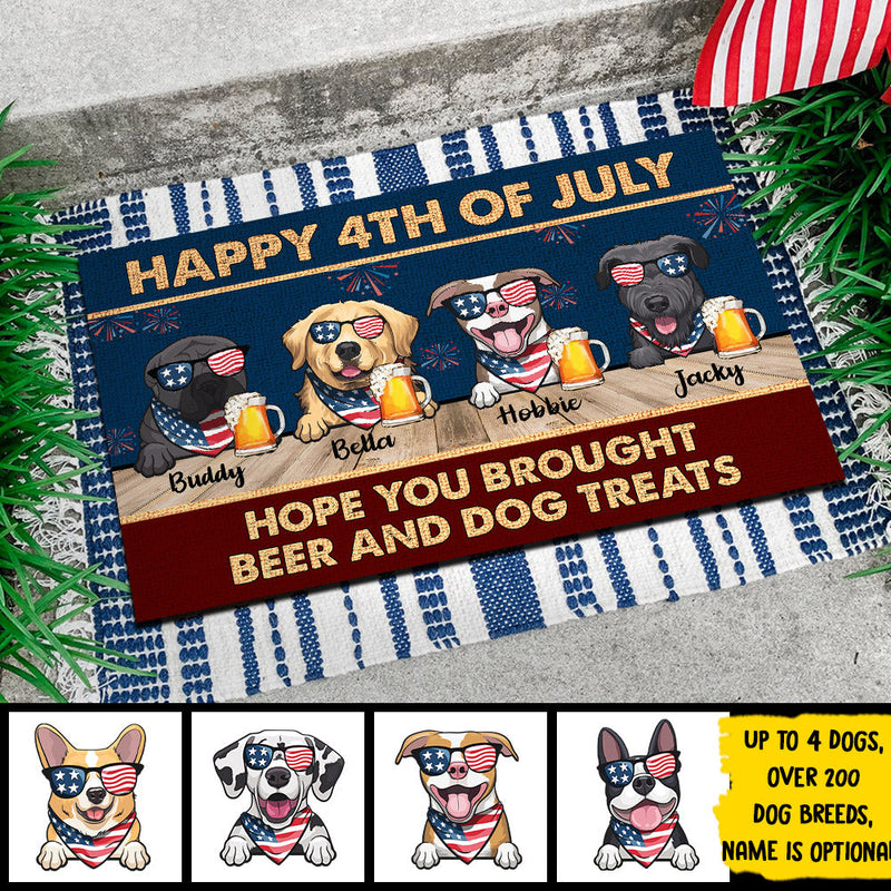 Happy Independence Day Hope You Brought Beer And Dog Treats - 4th Of July Funny Personalized Pet Decorative Mat (Cat & Dog)