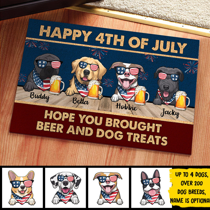 Happy Independence Day Hope You Brought Beer And Dog Treats - 4th Of July Funny Personalized Pet Decorative Mat (Cat & Dog)