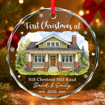 Custom Photo New Home Circle Glass Ornament - Personalized Anniversary Christmas Wedding Gifts For Couple, Husband, Wife - New Keys New Memories