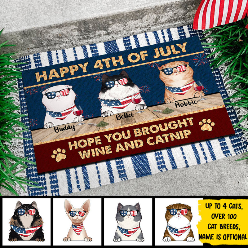 Happy Independence Day Hope You Brought Wine And Catnip - 4th Of July Funny Personalized Pet Decorative Mat (Cat & Dog)