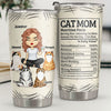 Cat Mom's Nutrition Facts, Amazing Cat Mom, Unconditional Love - Personalized Tumbler - Gift For Cat Lovers, Cat Owners, Cat Gift, Gift For Pet Lovers
