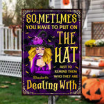 Custom Name Witch Hat Halloween Decor - Personalized Metal Sign