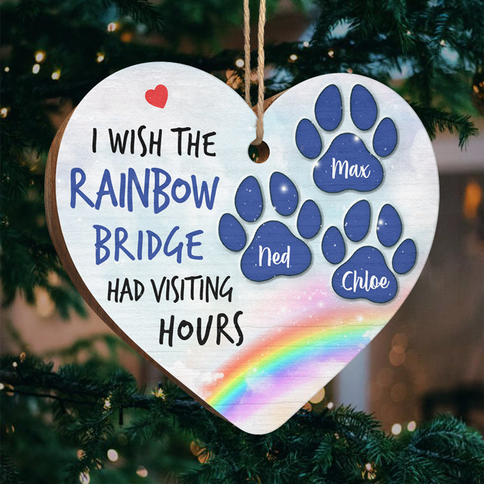 The Rainbow Bridge - Personalized Custom Heart Shaped Wood Christmas Ornament - Memorial Gift, Sympathy Gift, Christmas Gift