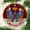 Husband Wife Married AF - Personalized Custom Round Shaped Ceramic Christmas Ornament - Gift For Couple, Husband Wife, Anniversary, Engagement, Wedding, Marriage Gift, Christmas Gift