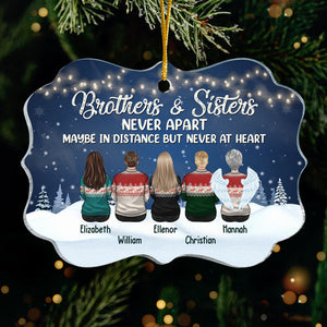Brothers & Sisters Never Apart, Maybe In Distance But Never At Heart - Personalized Custom Benelux Shaped Acrylic Christmas Ornament - Gift For Siblings, Christmas Gift