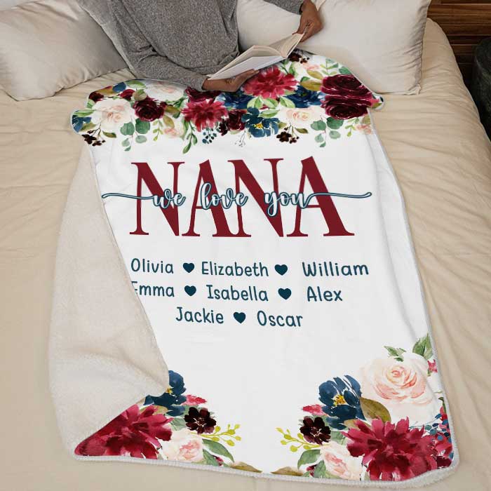 Grandma, We Love You - Personalized Custom Blanket - Gift For Grandma, Grandparents, Christmas Gift