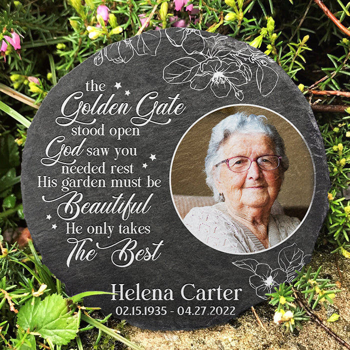 The Golden Gate Stood Open - Personalized Memorial Stone, Human Grave Marker - Upload Image, Memorial Gift, Sympathy Gift