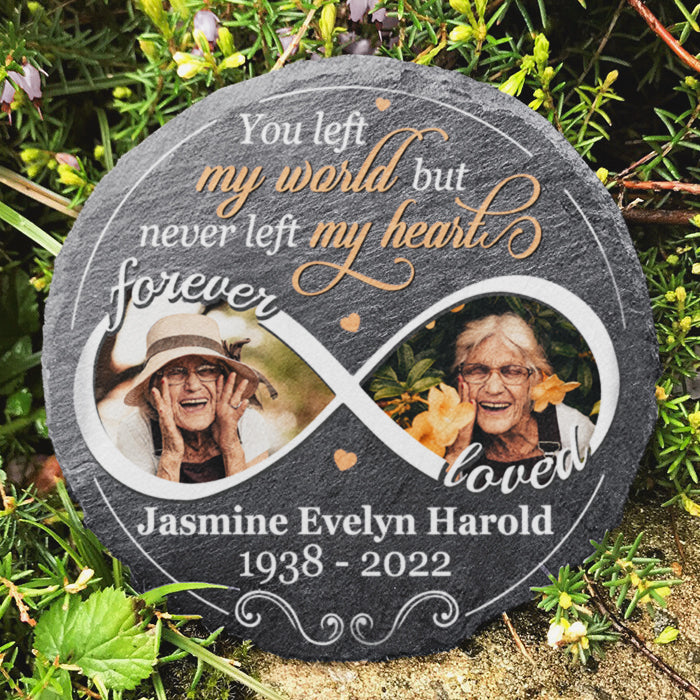 You Left My World But Never Left My Heart - Personalized Memorial Stone, Human Grave Marker - Upload Image, Memorial Gift, Sympathy Gift
