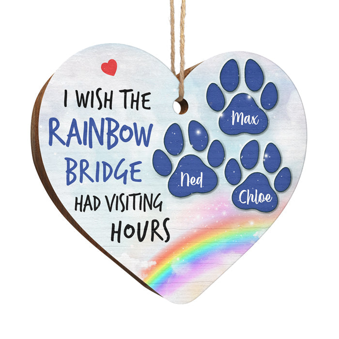 The Rainbow Bridge - Personalized Custom Heart Shaped Wood Christmas Ornament - Memorial Gift, Sympathy Gift, Christmas Gift