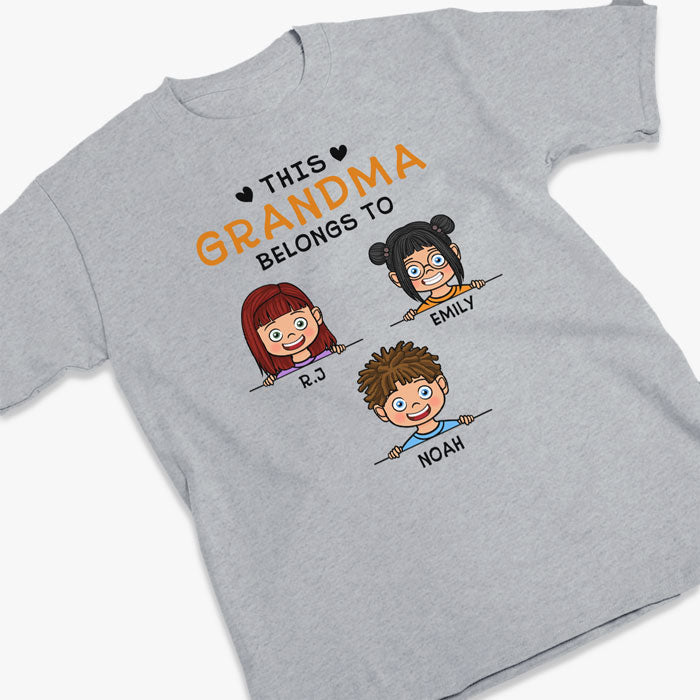This Grandma Belongs To - Family Personalized Custom Unisex T-Shirt, Hoodie, Sweatshirt - Birthday Gift For Mom, Grandma