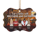 Life Is Better With Brother & Sister - Personalized Custom Benelux Shaped Wood Christmas Ornament - Gift For Siblings, Christmas Gift