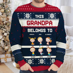 This Grandma Belongs To These Awesome Kids - Family Personalized Custom Ugly Sweatshirt - Unisex Wool Jumper - Christmas Gift For Grandma, Grandparent