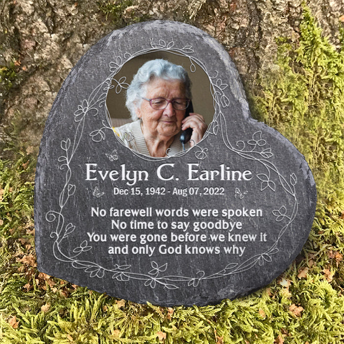 No Farewell Words Were Spoken No Time To Say Goodbye - Personalized Memorial Stone, Human Grave Marker - Upload Image, Memorial Gift, Sympathy Gift