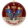 Husband Wife Married AF - Personalized Custom Round Shaped Ceramic Christmas Ornament - Gift For Couple, Husband Wife, Anniversary, Engagement, Wedding, Marriage Gift, Christmas Gift