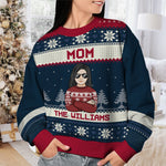 Christmas Is All About The Family Dad, Mom - Family Personalized Custom Ugly Sweatshirt - Unisex Wool Jumper - Christmas Gift For Dad