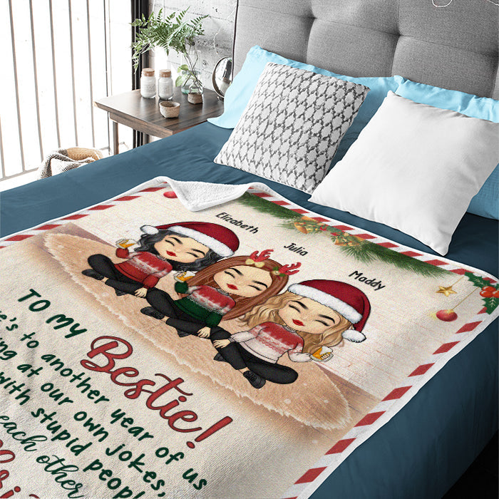 Here's Another Year Of Us Bonding Together - Bestie Personalized Custom Blanket - Christmas Gift For Best Friends, BFF, Sisters