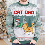 Cat Mom Cat Dad - Cat Personalized Custom Ugly Sweatshirt - Unisex Wool Jumper - Christmas Gift For Pet Owners, Pet Lovers