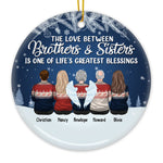 Brothers & Sisters At Heart Are Never Apart - Family Personalized Custom Ornament - Ceramic Round Shaped  - Christmas Gift For Siblings, Brothers, Sisters
