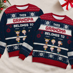 This Grandma Belongs To These Awesome Kids - Family Personalized Custom Ugly Sweatshirt - Unisex Wool Jumper - Christmas Gift For Grandma, Grandparent