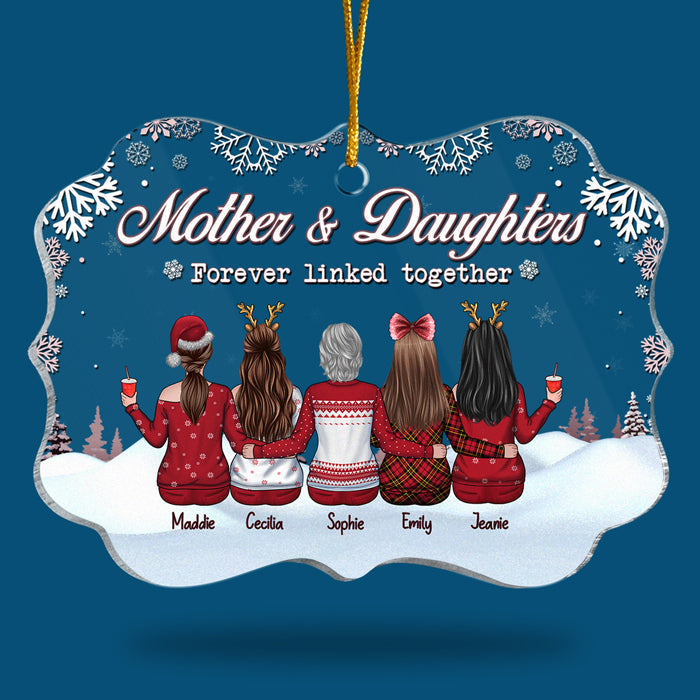 Mother & Daughters, Forever Linked Together - Personalized Custom Benelux Shaped Acrylic Christmas Ornament - Gift For Family, Christmas New Arrival Gift