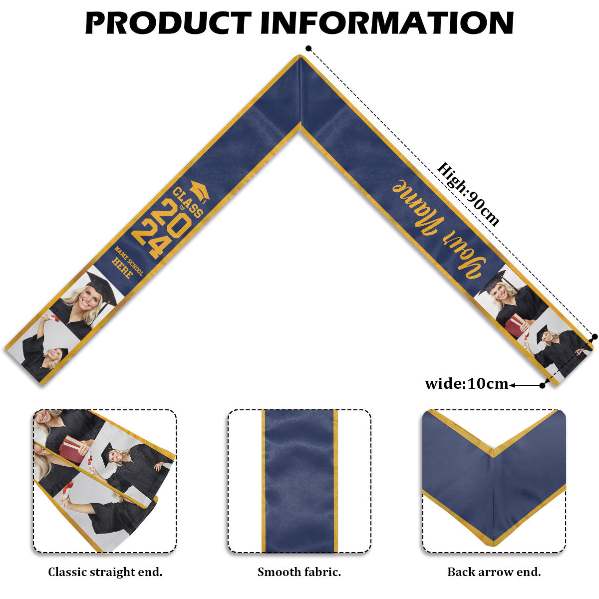 Class of 2024 Trim Version - Personalized Graduation Stole.