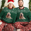 This Dog Mom Belongs To - Personalized Custom Unisex Ugly Christmas Sweatshirt, Wool Sweatshirt, All-Over-Print Sweatshirt - Upload Image, Gift For Dog Lovers, Pet Lovers, Christmas Gift