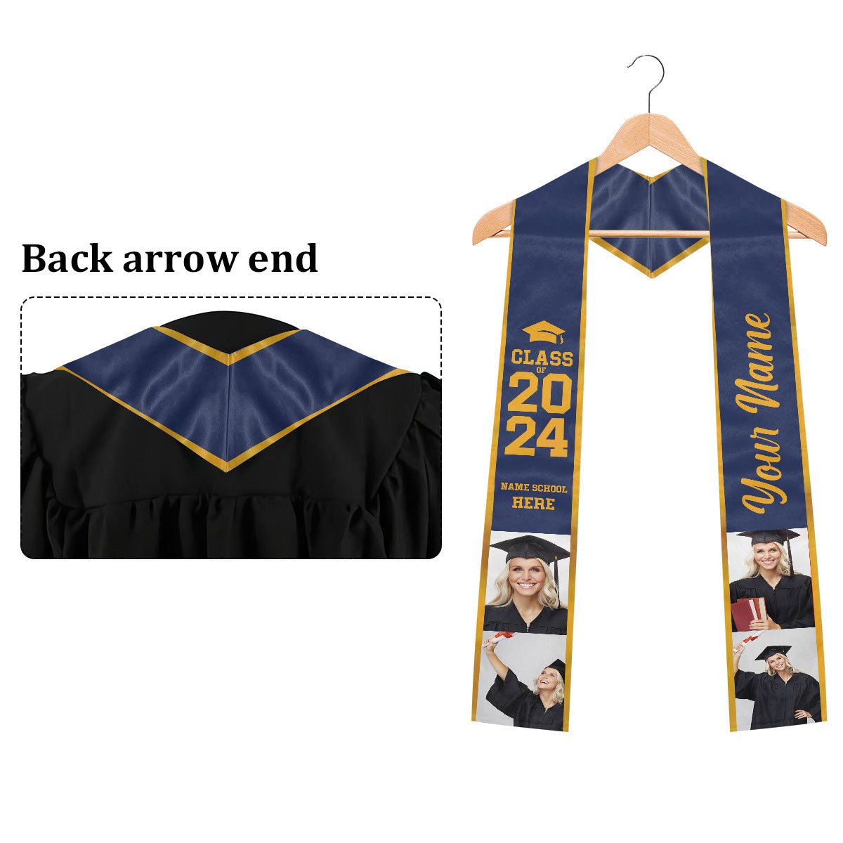 Personalzed Graduaton Stole, Class Of 2024, Custom Graduaton Sash, Personalzed Photo Sash
