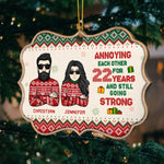 I Survived Many Years With Him And Nothing Can Scare Me - Gift For Couples, Husband Wife, Personalized Custom Benelux Shaped Wood Christmas Ornament