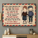 I Love You To The Moon And Back - Gift For Couples, Personalized Horizontal Poster