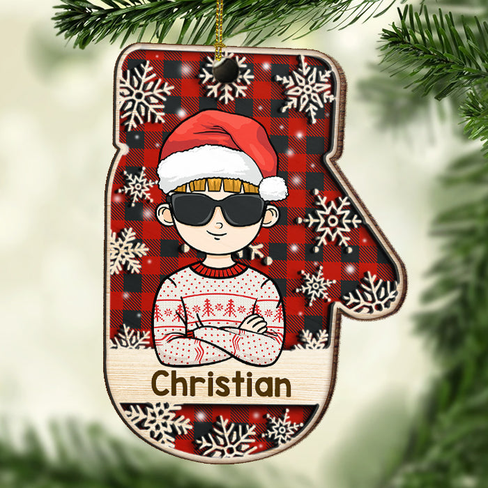 Merry Christmas To The Coolest Kid - Personalized Custom Glove Shaped Wood Christmas Ornament