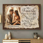 My Favorite Thing Is Staying Next To You - Upload Image, Gift For Couples, Husband Wife - Personalized Horizontal Poster