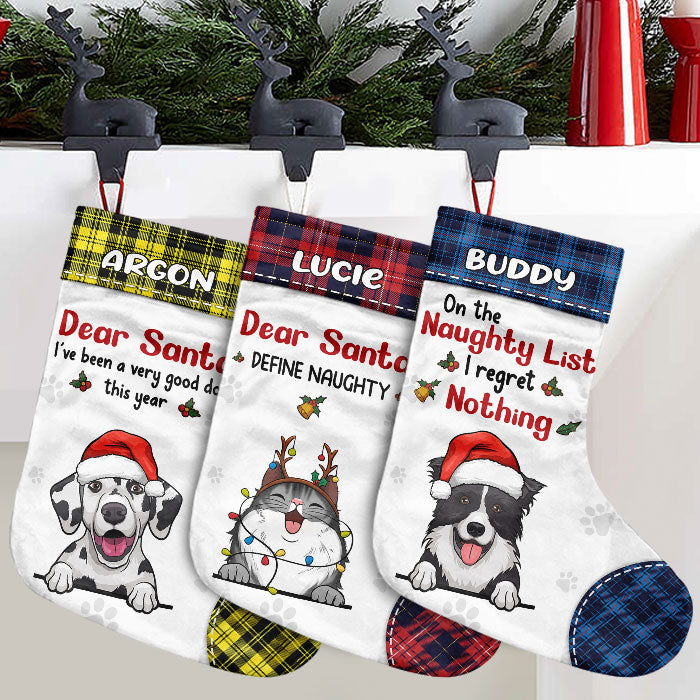 Dear Santa I've Been A Very Good Pet - Christmas Dogs & Smiling Cats - Personalized Christmas Stocking