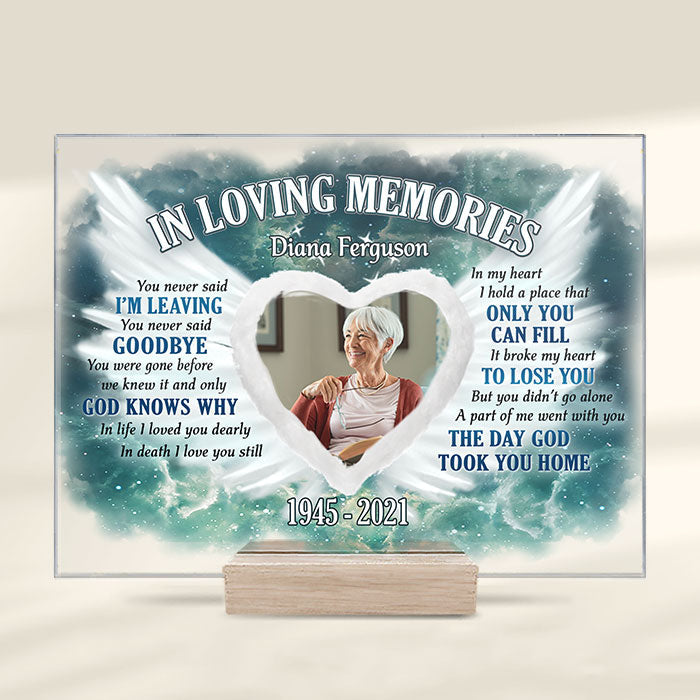 The Day God Took You Home - Personalized Acrylic Plaque - Upload Image, Memorial Gift, Sympathy Gift