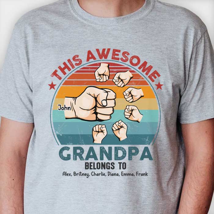 This Awesome Grandpa Belongs To These Kids - Gift For Dad, Grandpa - Personalized Unisex T-shirt, Hoodie