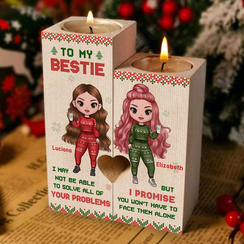 To My Bestie - I Promise To Help You Solve Your Problems - Personalized Candle Holder