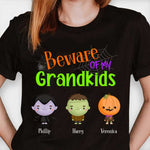 Beware Of My Grandkids Halloween - Personalized Unisex T-Shirt, Halloween Ideas.