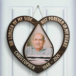 No Longer By My Side, But Forever In My Heart - Upload Image, Husband Wife, Personalized Shaped Wood Sign