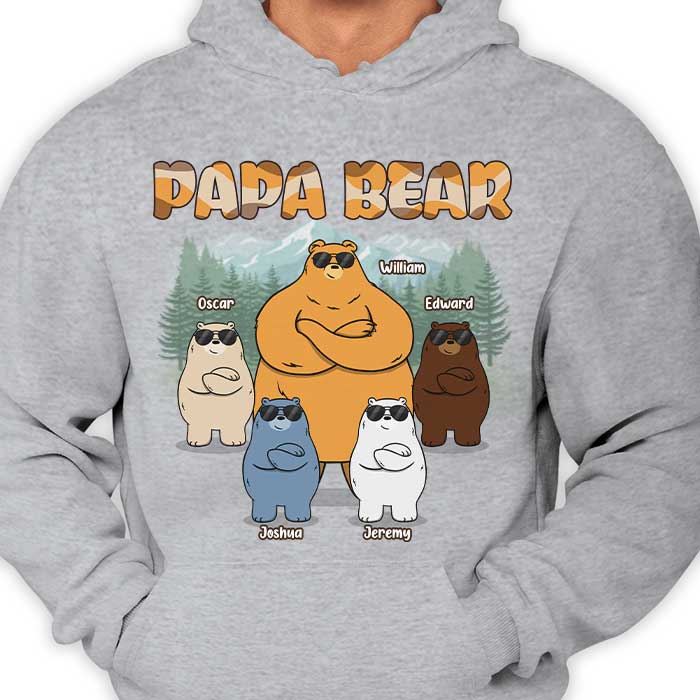 Awesome Papa Bear - Personalized Unisex T-shirt, Hoodie - Gift For Dad, Grandpa