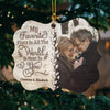My Favorite Place In All The World Is Next To You - Upload Image, Gift For Couples, Husband Wife - Personalized Custom Benelux Shaped Wood Christmas Ornament