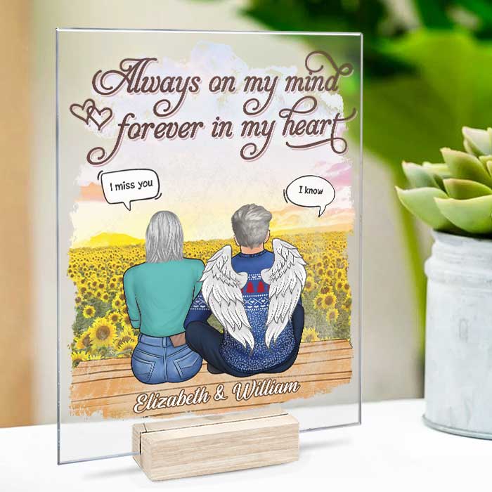 Always On My Mind - Personalized Acrylic Plaque - Husband Wife