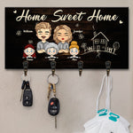 There Is No Place Happier Than Our Home - Personalized Key Hanger, Key Holder - Gift For Couples, Husband Wife