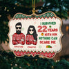 I Survived Many Years With Him And Nothing Can Scare Me - Gift For Couples, Husband Wife, Personalized Custom Benelux Shaped Wood Christmas Ornament