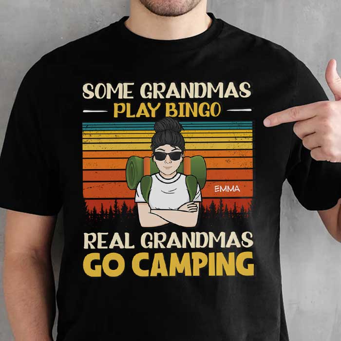 Real Grandmas Go Camping - Personalized Unisex T-Shirt.