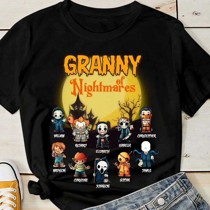 Halloween Ideas - Moonlight - Scary Night For Grandmas - Personalized Unisex T-Shirt, Halloween Ideas.