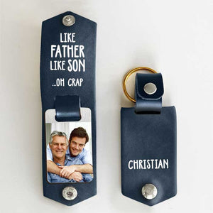Like Father Like Daughter - Personalized PU Leather Keychain - Upload Image, Gift For Dad
