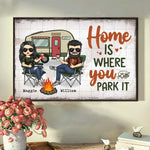 Home Is Where You Park It - Gift For Camping Couples, Personalized Horizontal Poster